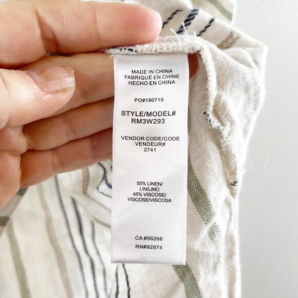 Splendid Short Sleeve Linen Blend Striped Basic Tee Shirt Top Blouse Tan XS - Picture 4 of 7